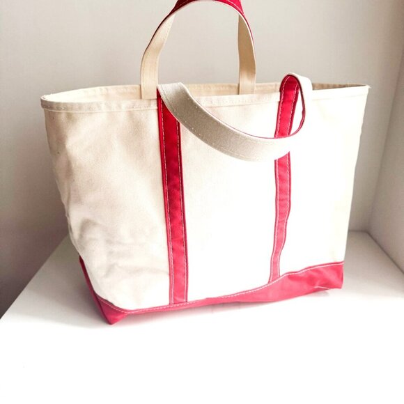 L.L Bean Boat and Tote Ivory Canvas Monogram Tote Bag Made in USA - Picture 2 of 6